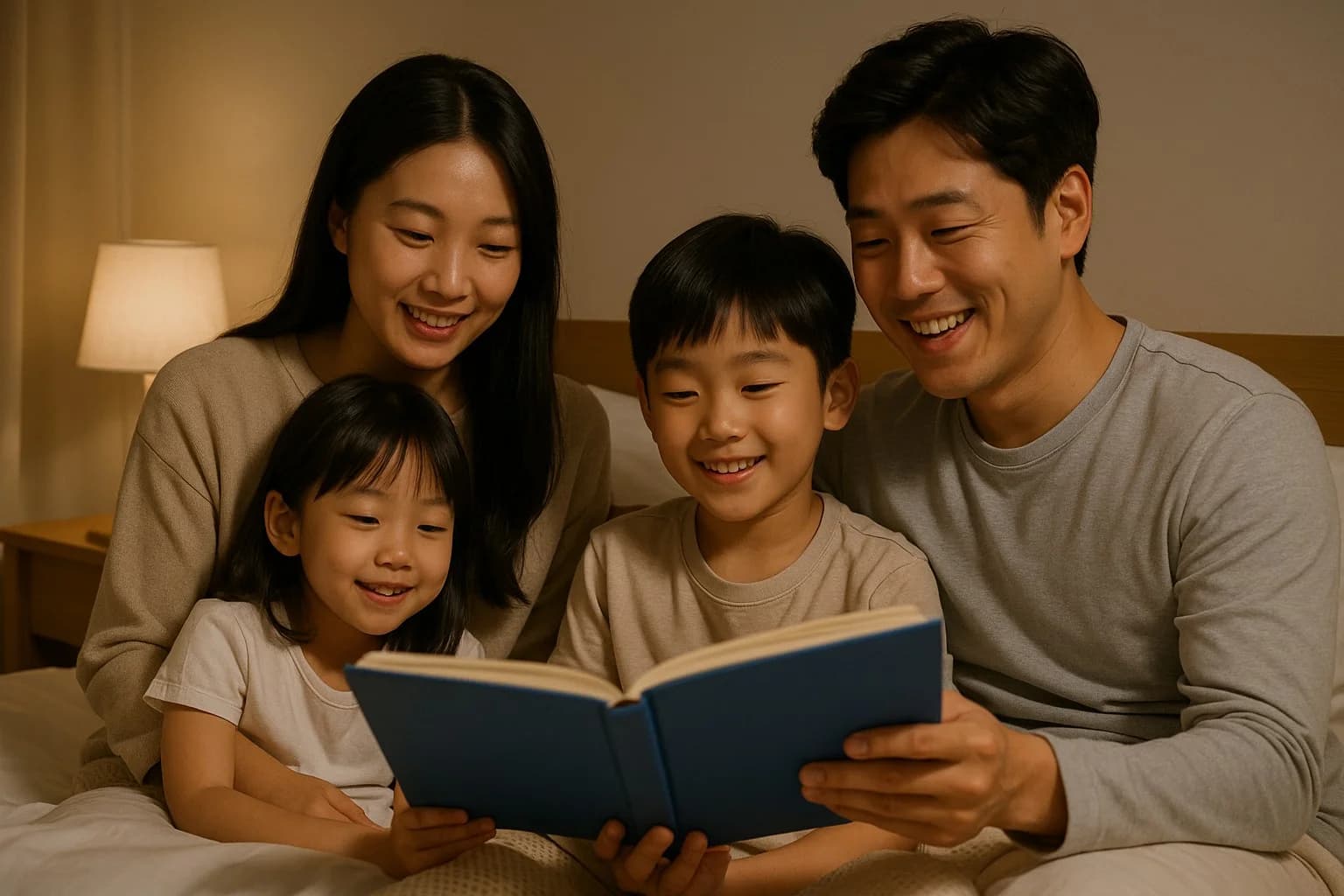 Family reading a bedtime story